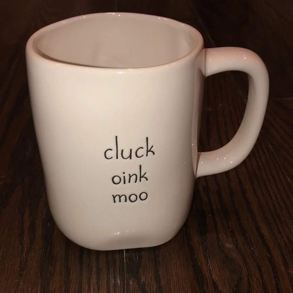 RAE DUNN artisan mug cluck pig moo farm country style pig chicken & cow